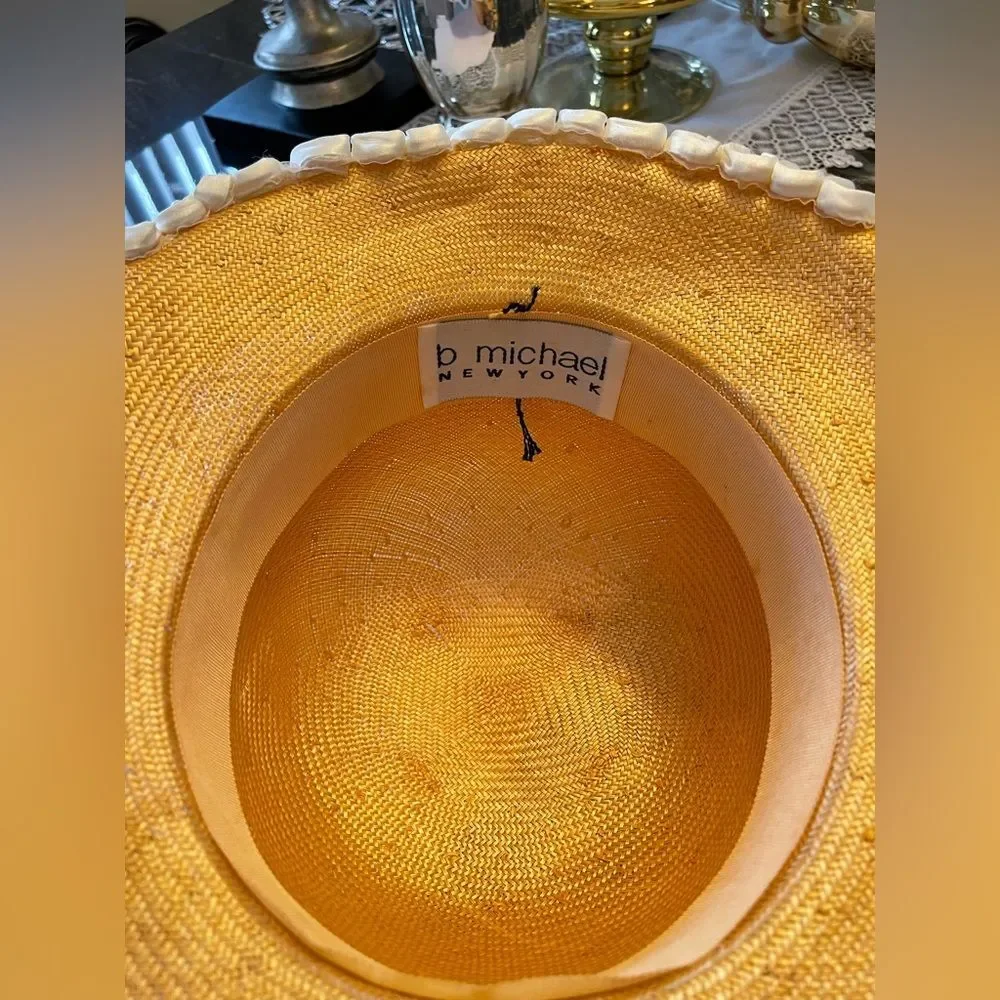 B. Michael Pearl Ribbon Embellished Straw Hat - Picture 7 of 11